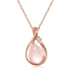 【人気商品】[FH.bird] ローズクオーツネックレス レディース人気 「ラブストーン」シルバー925 金属アレルギー対応 ピンクゴールド ネックレス ペンダント 天然石 パーティー 誕生日プレゼント