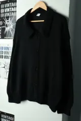 (S-M) PARTIMENTO ニット カーディガン ルーズフィット ブラック-1693F