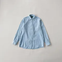 【90s 巨人タグ】J.CREW リネン100% ギンガムチェックシャツ 香港製 Sサイズ ヴィンテージ オールドジェイクルー ライトブルー M2553