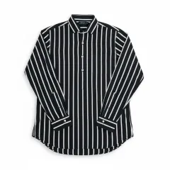 ポロ ブラック 白 ストライプ 長袖 シャツ L