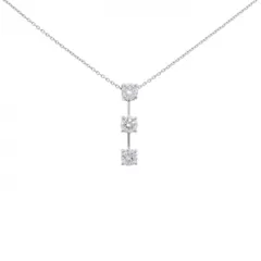 K18WG スリーストーン ダイヤモンド ネックレス 0.54CT