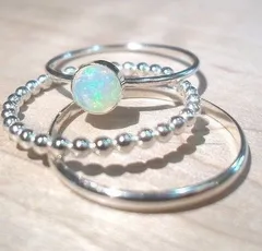 ３種のレディースリング オパール シルバーリング おしゃれな指輪 エレガントな指輪 プレゼントに最適な無料ラッピングサービス付き