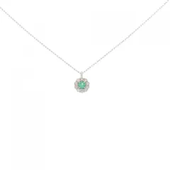 【新品】PT エメラルド ネックレス 0.05CT