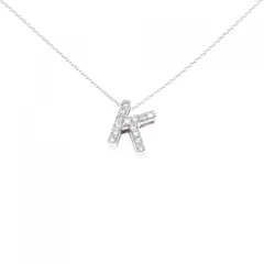 K18WG イニシャルK ダイヤモンド ネックレス 0.28CT