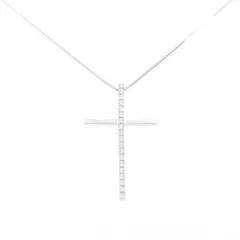 K18WG クロス ダイヤモンド ネックレス 0.28CT
