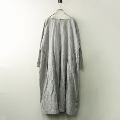 ネストローブ nest Robe コットンリネンストライプワンピース F＼ライトブルー ドレス タック フレア【2400014748192】