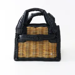 エバゴスebagos 紅籐　定番カゴバッグ ebagos 横長かご ブライドルレザー×紅籐 BLACKエバゴス | マドリガル