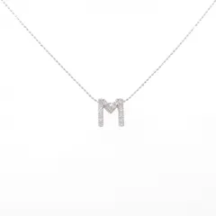 K18WG イニシャルM ダイヤモンド ネックレス 0.25CT