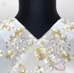 半衿　半襟　刺繍半衿　パール感　振袖　成人式　卒業式　卒業式袴　伊達えり　衿元華やか　重衿コーデ　結婚式　前撮り　和装前撮り　晴れの日コーデ　エレガント 着物小物　和装コーデ　振袖アクセサリー　白　レモン　 日本製　新品　NO7 桜柄　さくら　桜シリーズ　人気
