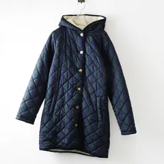 サマンサモスモス Samansa Mos2 SM2 チェック柄 フードキルトコート F‖ネイビー×グリーン アウター ボア【2400014746327】