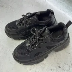 LOWRYS FARM ローリーズファーム ボリュームスニーカー スポーティ 軽量 ローカット 厚底 ブラック Lサイズ 〇◇☆