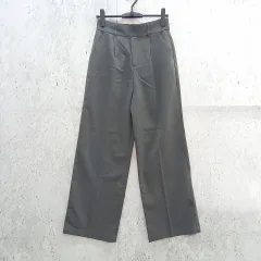 forksy フォルクシー センタープレス ハイウエスト ストレート スラックスパンツ タック グレー Lサイズ ◇〇