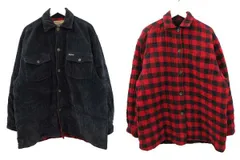 ウールリッチ WOOLRICH リバーシブル ジャケット コーデュロイ チェック柄 ネイビー レッド L