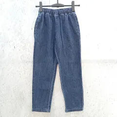 GU ジーユー デニムパンツ シェフパンツ ウエスト総ゴム 紐通しあり 男女兼用 キッズ ブルー 140サイズ 〇◇