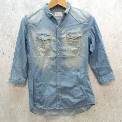 NICOLE CLUB FOR MEN ニコルクラブフォーメン デニムシャツ 無地 シンプル スタイリッシュ カジュアル ブルー 46サイズ 〇◇