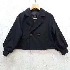 ems excite エムズエキサイト ジャケット ショート トレンチ コート カジュアル ブラック Fサイズ 〇◇