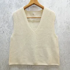 UNIQLO ユニクロ 3D スフレヤーン Vネック ベスト ニット シンプル ホワイト XLサイズ ◇〇