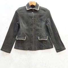 デニム ジャケット フリンジ Gジャン アウター カジュアル ブラック Mサイズ 〇◇