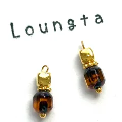 3886チェコビーズピアス ブラウン 小ぶりピアス 樹脂ピアス