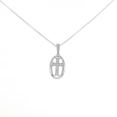 K18WG クロス ダイヤモンド ネックレス 0.06CT