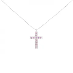 K18WG クロス サファイヤ ネックレス 0.20CT
