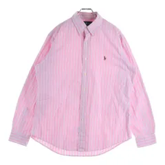 POLO RALPH LAUREN (ポロラルフローレン) CUSTOM FIT カスタムフィット ポニー刺繍長袖ストライプシャツ ピンク 26951