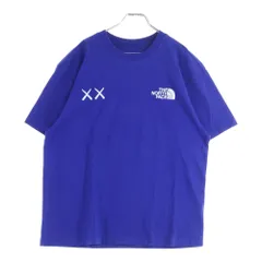THE NORTH FACE (ザノースフェイス) ×KAWS TEE カウズ ロゴエンブロイダリー クルーネック 半袖Tシャツ カットソー ブルー 5200187090
