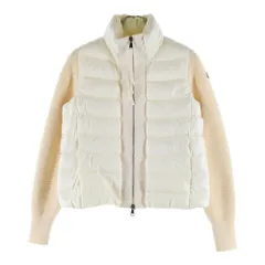 MONCLER (モンクレール) MAGLIONE TRICOT CARDIGAN ロゴワッペン付ニット切替ダウンジャケット ブルゾン ホワイト D20939487500 98124