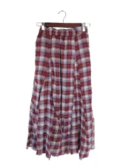 アズノウアズ ピンキー AS KNOW AS PINKY スカート ロング フレア ゴムウエスト 裏地 チェック 総柄 レッド QQQ
