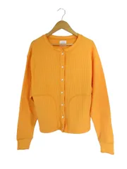 コーエン coen ノーカラー ニット カーディガン 長袖 リブ サイズLARGE オレンジ QQQ