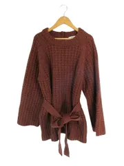 ナノ&コー nano&co ニット ローゲージ 長袖 ウール リボン付き バック サイズF ブラウン QQQ