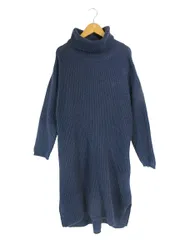 POLO BRITISH COUNTRY SPIRIT ニット ワンピース 長袖 タートル ネック 刺しゅう ミモレ丈  サイズM ネイビー QQQ