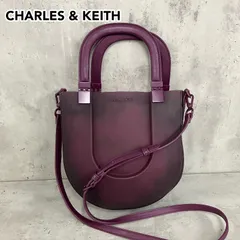 CHARLES&KEITH チャールズアンドキース  2way トートバッグ ショルダーバッグ ハンドバッグ パープル ボルドー 希少デザイン 付属ポーチ付き 肩掛け 斜め掛け A5収納可 レディース ★ ■■