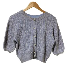 グレースコンチネンタル カーディガン サイズ36 S レディース - ライトブルー×ライトパープル×ゴールド 七分袖/パール