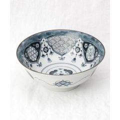 未使用　京焼清水焼　瑞昭窯　大野瑞昭　染付　花鳥魚文　大鉢　深鉢　希少品 未使用 京焼清水焼 瑞昭窯 大野瑞昭 染付 花鳥魚文 大鉢 深鉢 希少品