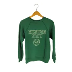 チャンピオン Champion 80S USA製 トリコタグ MICHIGAN ラグラン カレッジロゴ クルーネックスウェット レディース import：M 