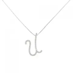 K18WG イニシャルU ダイヤモンド ネックレス 0.19CT