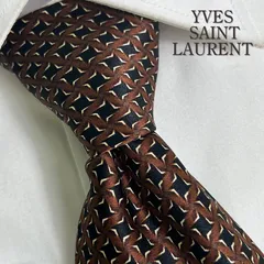 《美品》YVES SAINT LAURENT (イヴサンローラン) シルクネクタイ イタリア製 小紋 ブラウン ブラック ホワイト