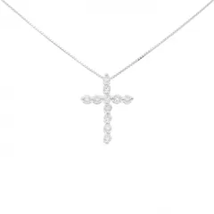 K18WG クロス ダイヤモンド ネックレス 0.5CT