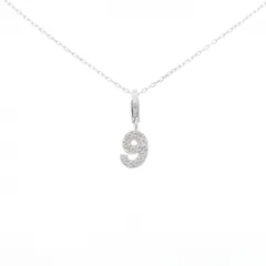 K18WG ナンバー9 ダイヤモンド ネックレス 0.09CT