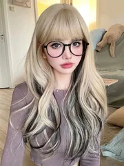 alicegarden デイリーウェア グラデーション カラー ロング カーリー ウィッグ イヤーフック付き ウィッグ かつら カツラ つけ毛 うぃっぐ