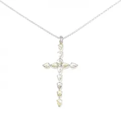750WG/K18WG クロス ダイヤモンド ネックレス 1.27CT