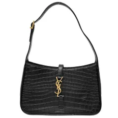 【在庫一掃】 サンローランパリ ハンドバッグ レディース ル・サンカセット クロコダイル型押し 肩掛け Le Cin Cassette SAINT LAURENT PARIS 657228 レザー ブラック 黒 ゴールド金具 美品【中古品】