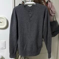 XL トマス・モア ノッティング カシミア ヘンリーネック ニット チャコール