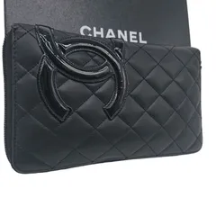 【美品】CHANEL　シャネル 長財布 カンボンライン ラウンド ジップ ファスナー ブラック ピンク　箱 レザー