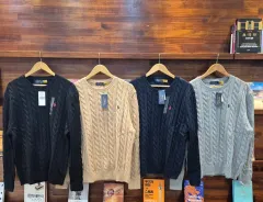 ポロ ケーブル編み 長袖ニット (セーター)