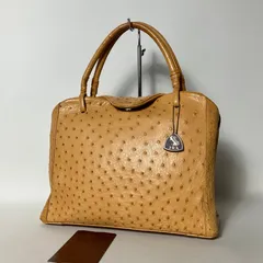 2512-239｜美品｜JRA ハンドバッグ オーストリッチ ライトブラウン
