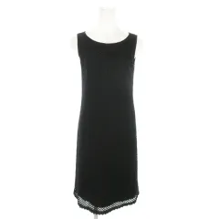 エムケー ミッシェルクラン MK MICHEL KLEIN ワンピース ニット ひざ丈 ノースリーブ 透かし編み レース編み きれいめ 38 黒 ブラック /AO6