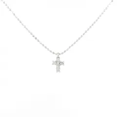 K18WG クロス ダイヤモンド ネックレス 0.06CT