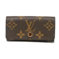 LOUIS VUITTON ルイ・ヴィトン ミュルティクレ 4 美品 新型 LVロゴ フラワー 4連 ブラウン RFID ICチップ 現行 モノグラム キーケース M69517